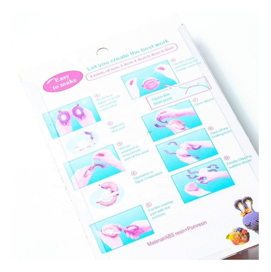 Set Telares Para Hacer Flores Tejidas Y 4 Pomponeras