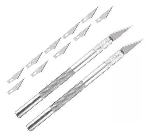 Set 2 Cutter Bisturi De Metal + Cuchillas Papeleria - Baúl de Ayün