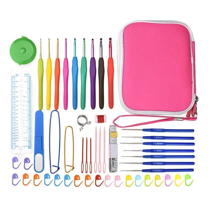 Set Completo De Crochet Con Estuche Fucsia - Baúl de Ayün