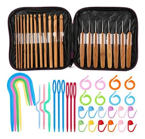 Set De 20 Crochet De Madera Con Estuche Y Accesorios - Baúl de Ayün