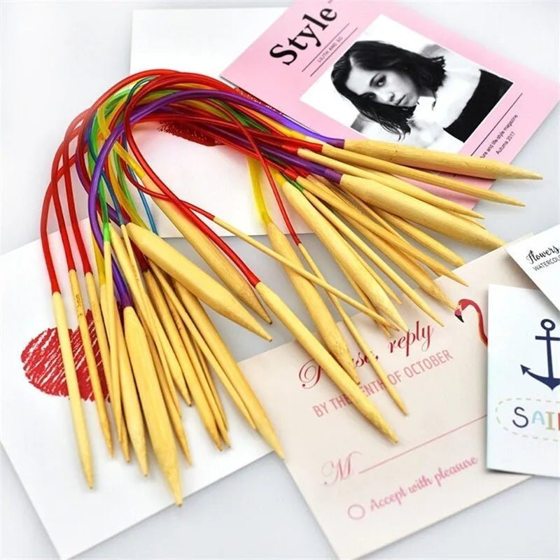 Set Palillos Circulares Bambu 36 Pares 40 Y 80cm Largo Total - Baúl de Ayün