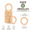 Pack de 10 argollas de madera natural para manualidades
