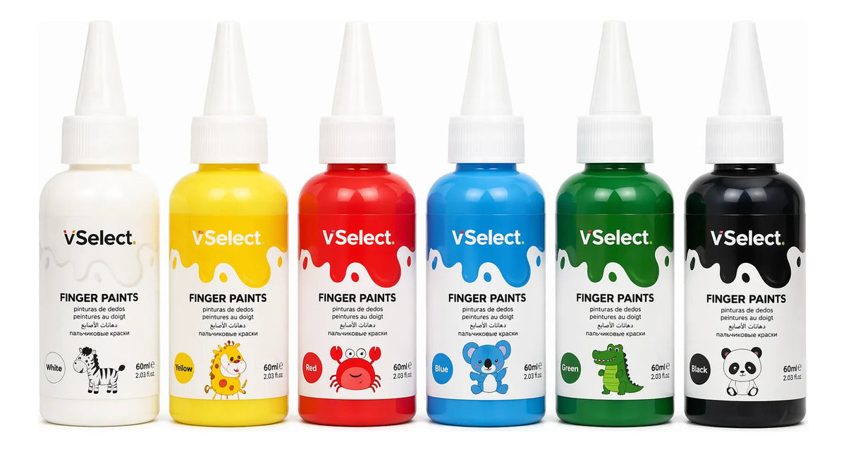 Set Pinturas De Dedos 6 Colores 60ml C/u Lavables