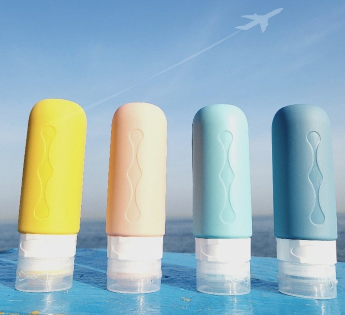 Set 8 Botellas De Viaje 90ml Silicona Contenedores Shampoo