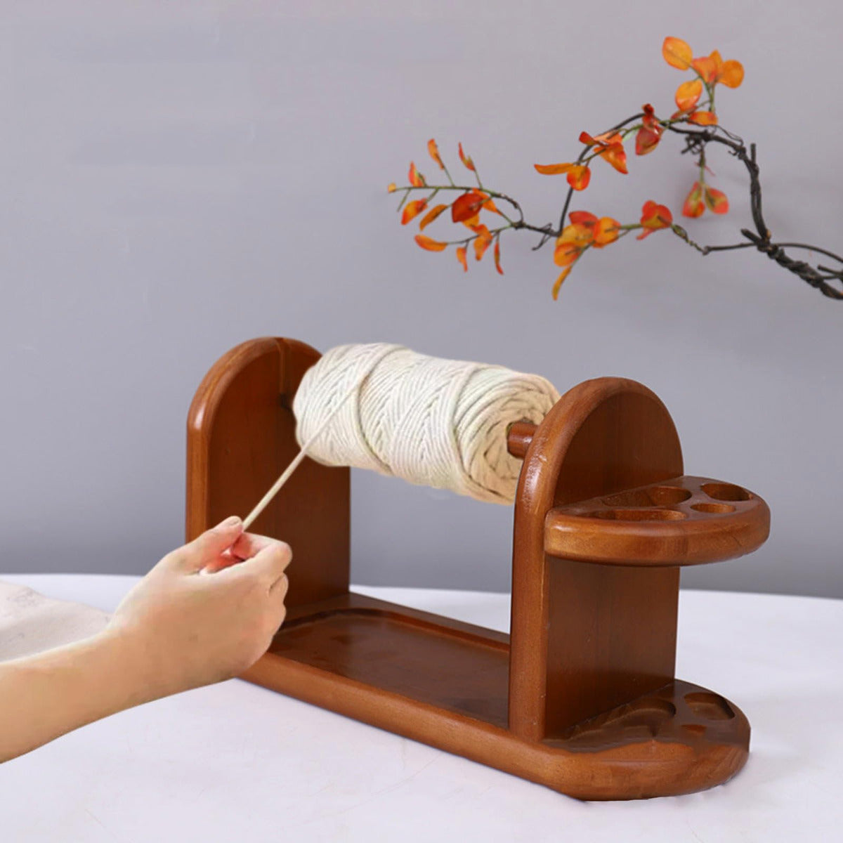 Soporte De Madera Porta Ovillos De Lana Hilos Y Accesorios