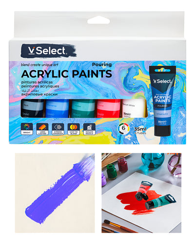 Set 6 Pinturas Acrílicas Pouring Colores Basicos 35ml