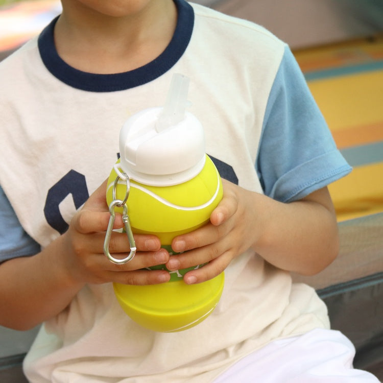 Botella De Silicona Plegable 500ml Forma Pelota De Tenis