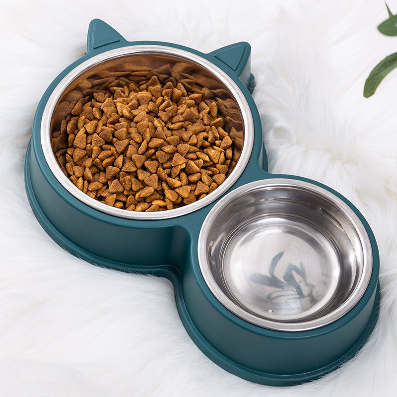 Plato Doble Para Mascotas Perro Gato Comedero Metalico