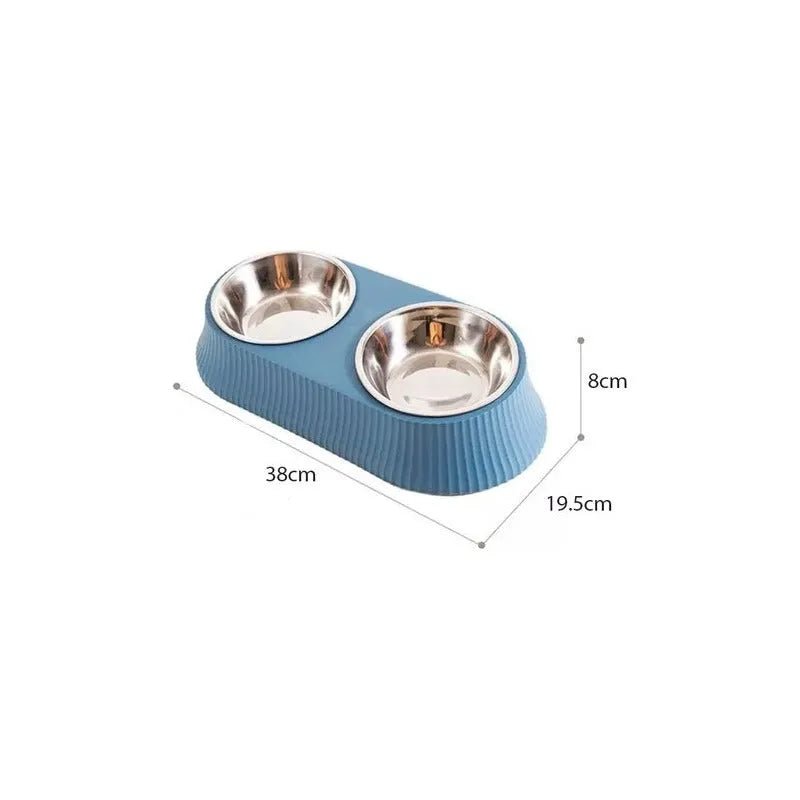 Comedero Plato Doble Acero Inox Para Mascotas Perro Gato - Baúl de Ayün