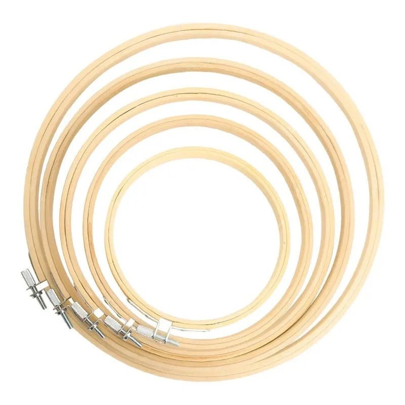 Pack De 5 Bastidores De Madera Para Bordado 12 15 19 23 27cm - Baúl de Ayün