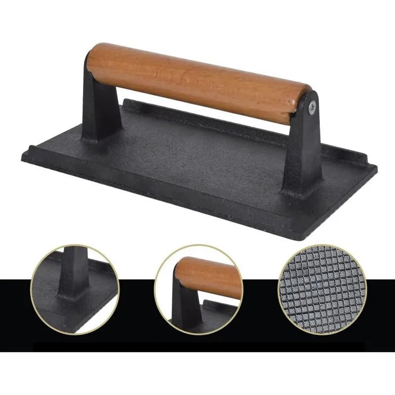 Prensa Hierro Fundido Rectangular 20.5 X 10.5cm Para Carnes - Baúl de Ayün