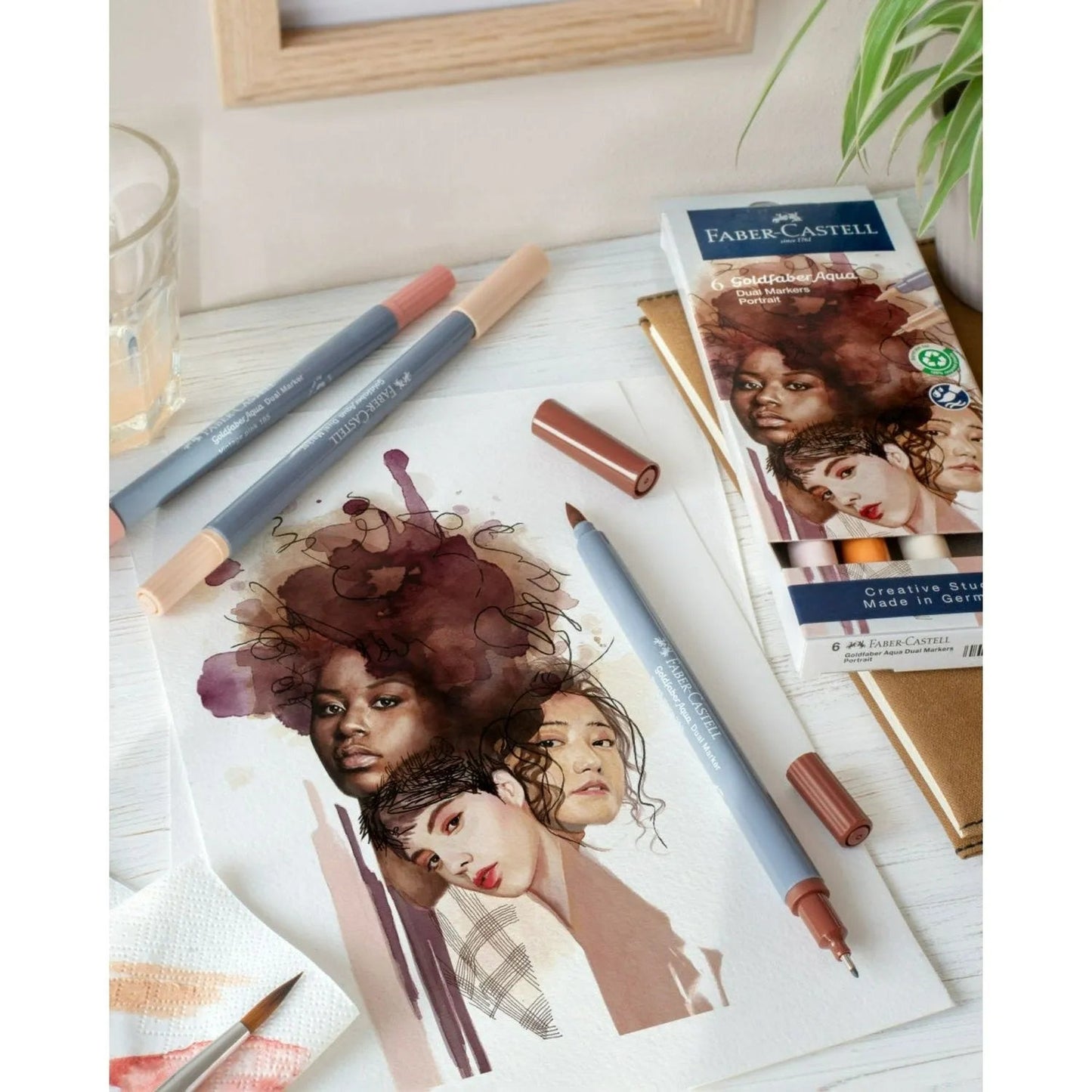 Set 6 Marcadores Goldfaber Aqua Dual Retrato Faber Castell - Baúl de Ayün