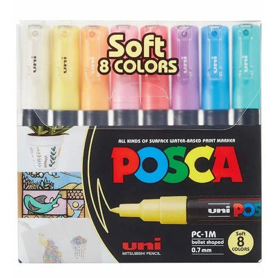 Set de marcadores POSCA 1M punta extrafina – 8 colores pasteles
