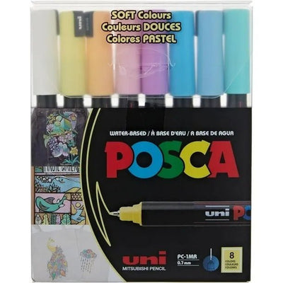POSCA 1MR pastel – set de 8 marcadores punta ultrafina