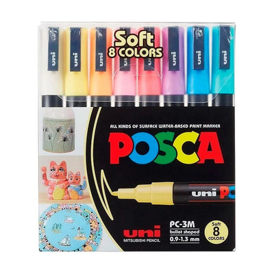 Marcadores POSCA 3M punta fina – set de 8 colores pasteles