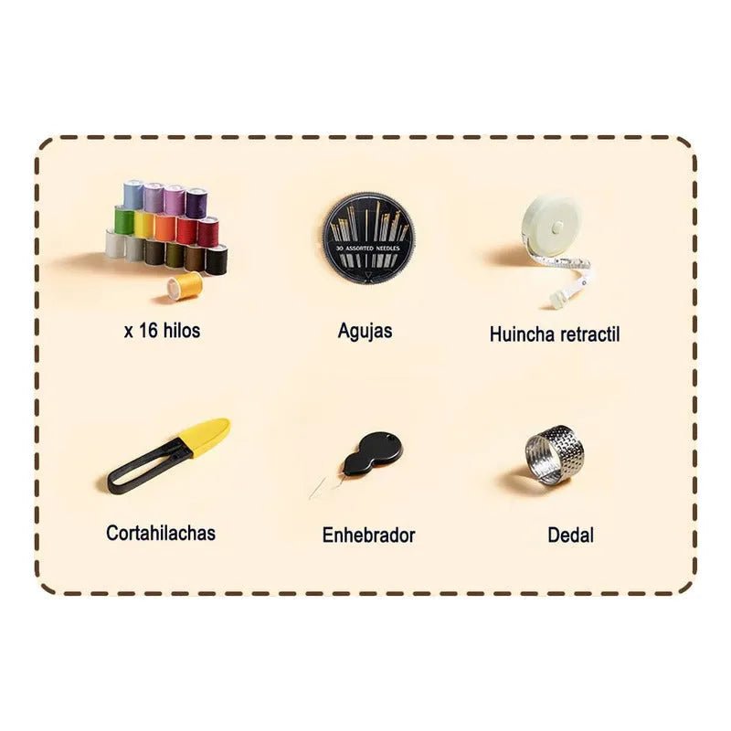 Set Costurero Para Viajes Hilos, Huincha, Agujas Y Más - Baúl de Ayün