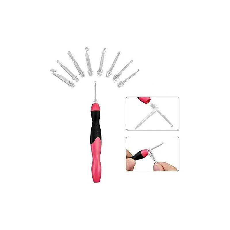 Set De Crochet Con Luz Led 9 Cabezales Recargable Por Usb - Baúl de Ayün